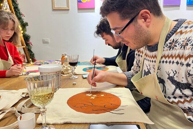 Paint and Wine - Authentic Art Workshop in Tirana - Meeting at Tirana Colour Wine and Getting Set Up Fast
