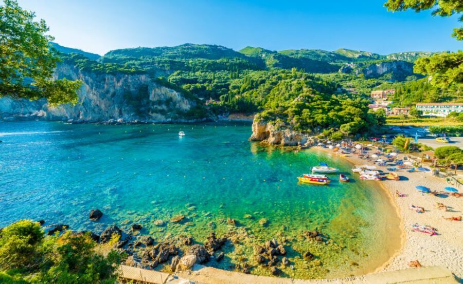 Saranda: Corfu Town and Palaiokastritsa Day Trip with Cruise - Palaiokastritsa beach time: crystal water, caves, and the crowd factor